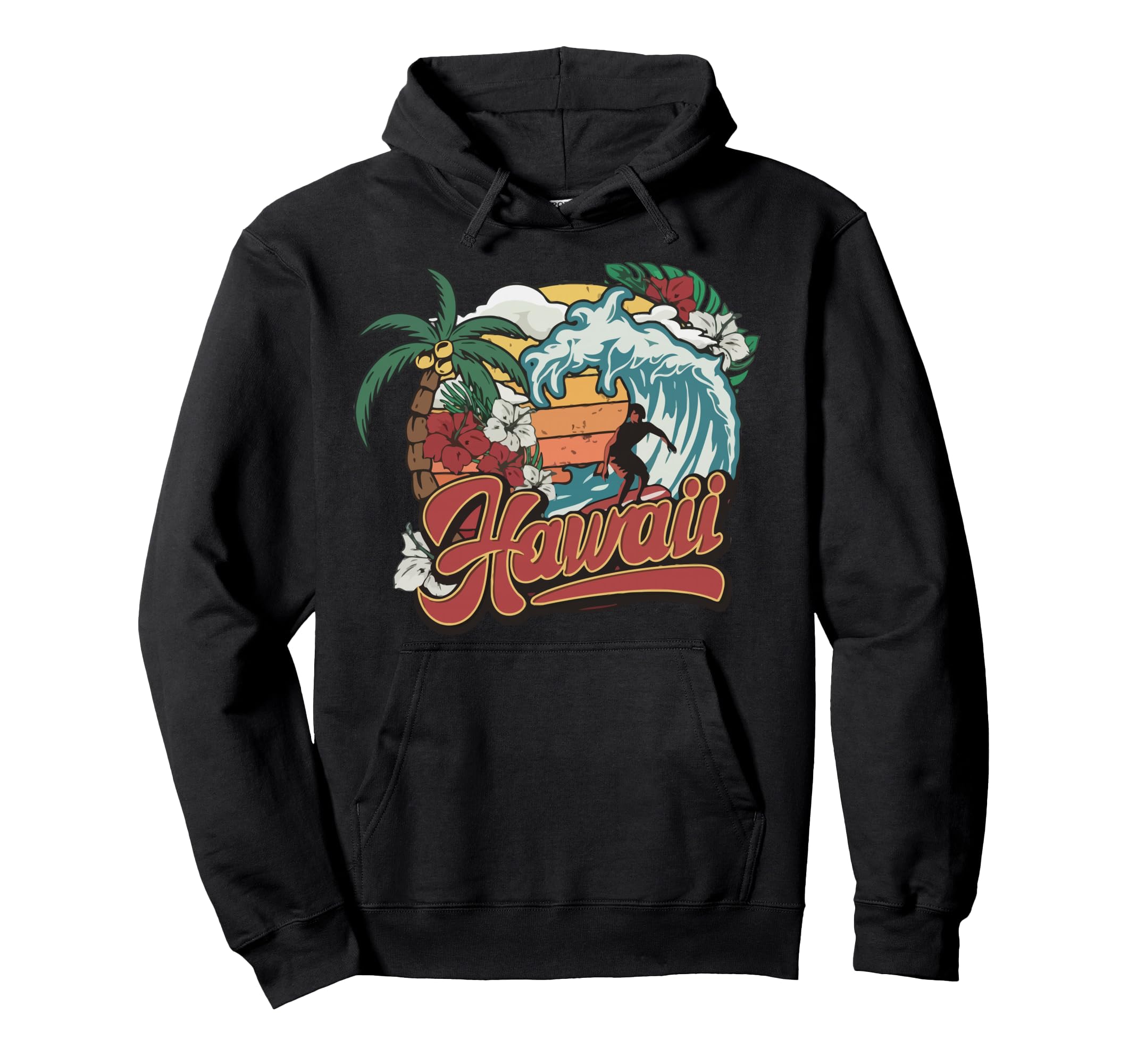 Hawaii 70S Palm Trees Hoodie - Novelty Apparel Unisex - T-Shirt, Sweatshirt, Hoodie