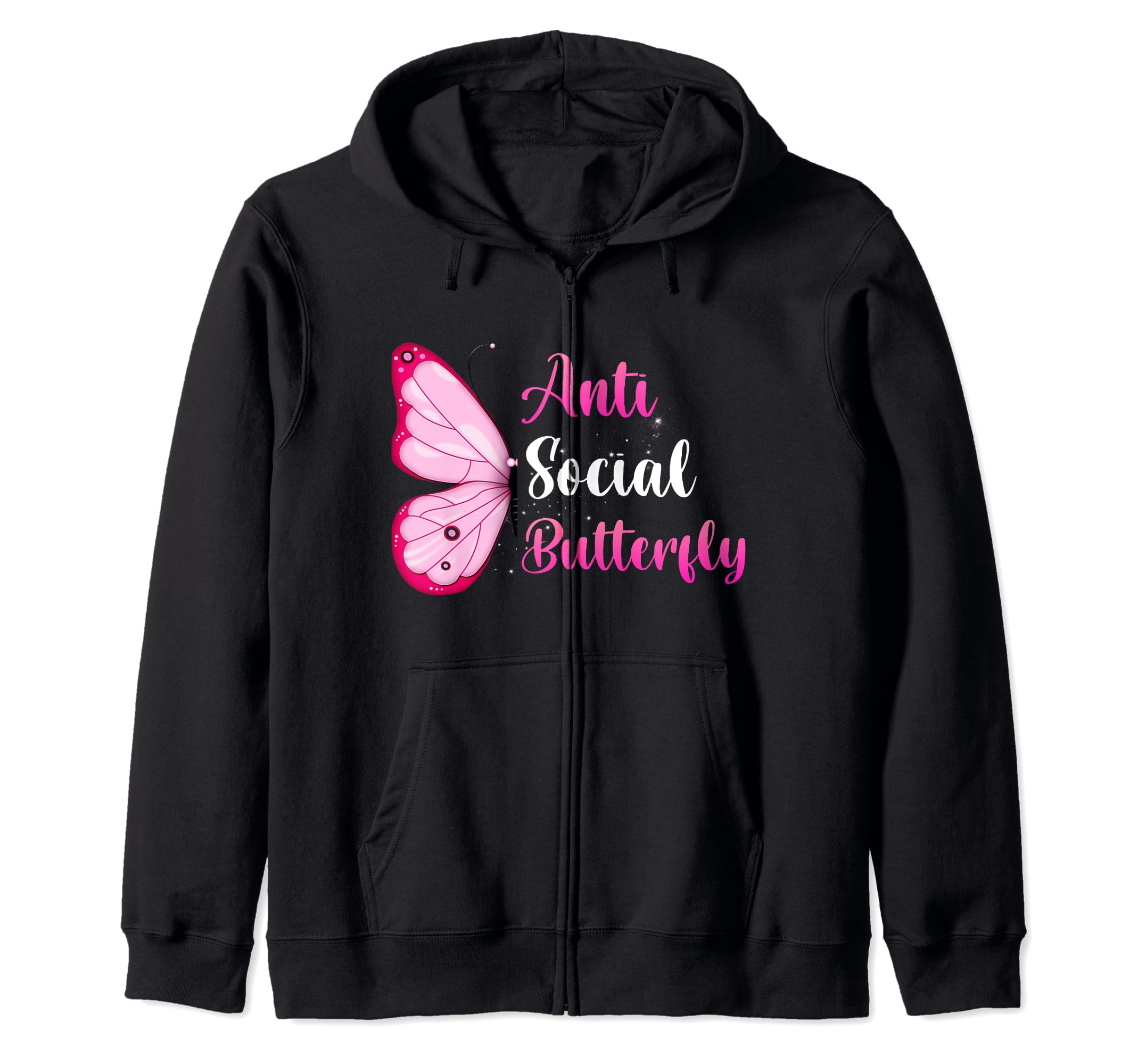 Anti Social Butterfly Butterflies Hoodie - Custom Art Print for Adults - T-Shirt, Sweatshirt, Hoodie