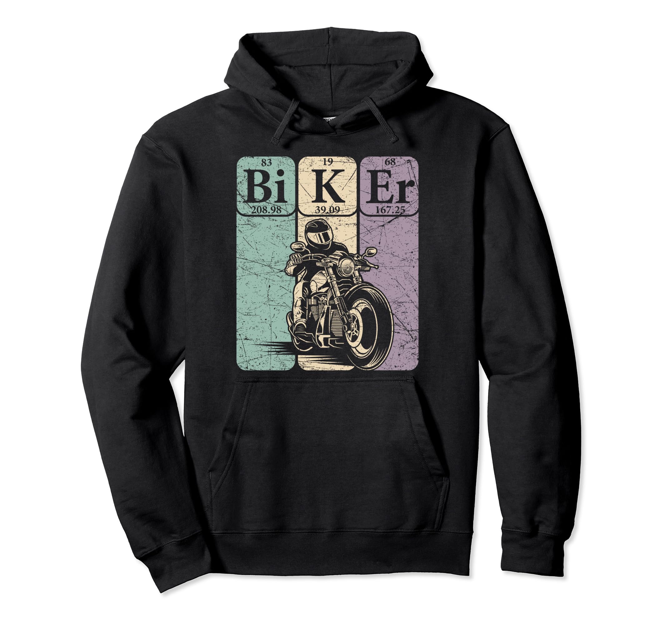 Biker Periodic Table Elements Hoodie - Casual Everyday Wear Unisex - T-Shirt, Sweatshirt, Hoodie