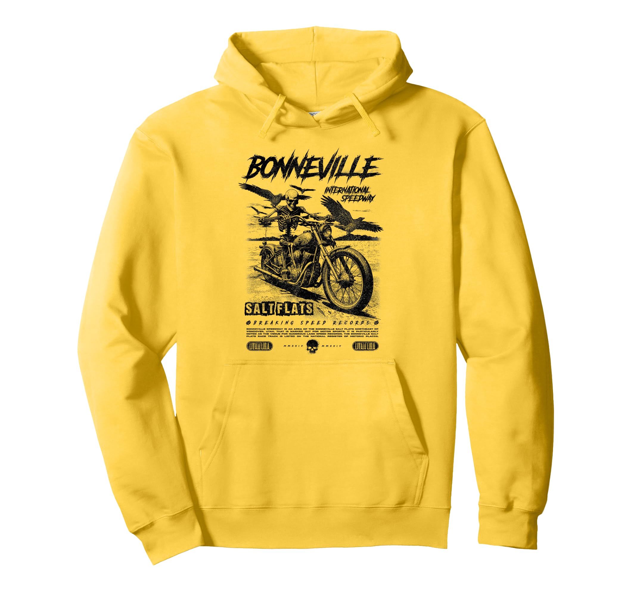 Bonneville Salt Flats Motorcycle Hoodie - Fun Novelty Design for Adults - T-Shirt, Sweatshirt, Hoodie