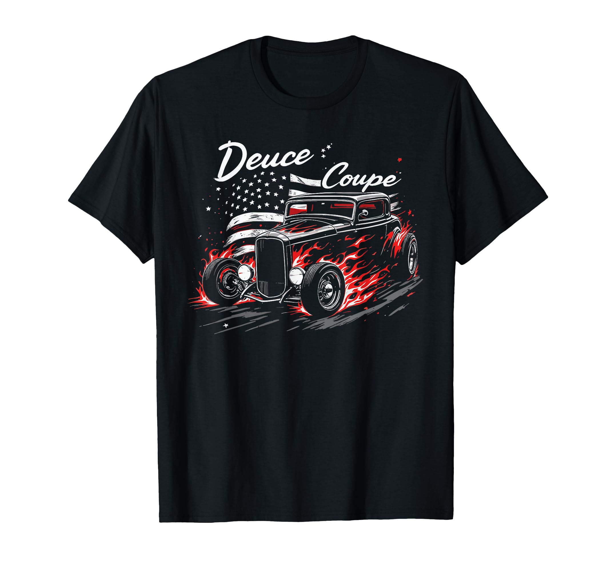 Hot Rod Deuce Coupe American Flag Usa T-Shirt - Trendy Graphic for Adults - T-Shirt, Sweatshirt, Hoodie
