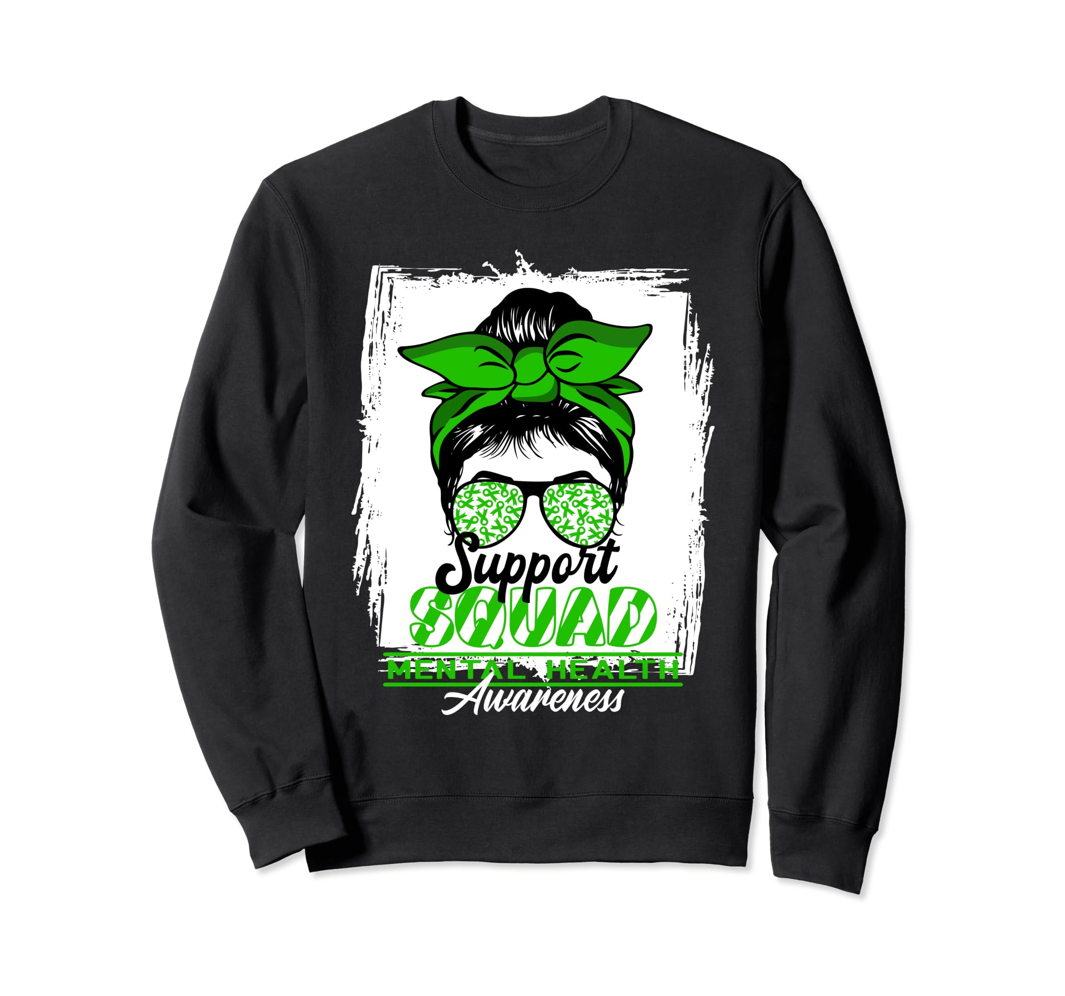 Messy Bun Support Awareness Squad I Sweatshirt - Trendy Graphic Men Women - T-Shirt, Sweatshirt, Hoodie