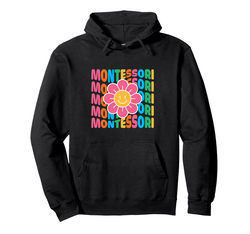 Montessori Teaching Method 1980S Groovy Hoodie - Unique Graphic for Adults - T-Shirt, Sweatshirt, Hoodie