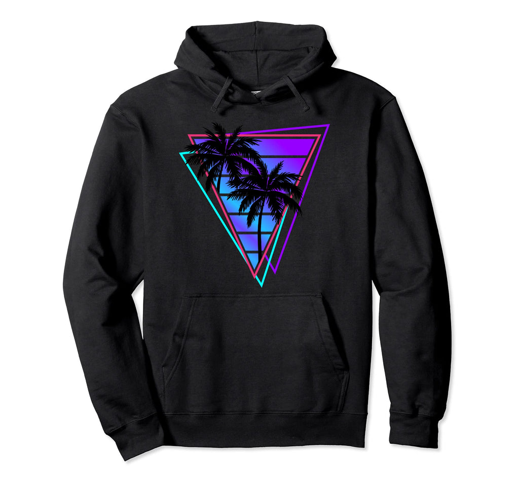 Synthwave Vaporwave Triangle Palm Hoodie - Aesthetic Graphic for Adults - T-Shirt, Sweatshirt, Hoodie