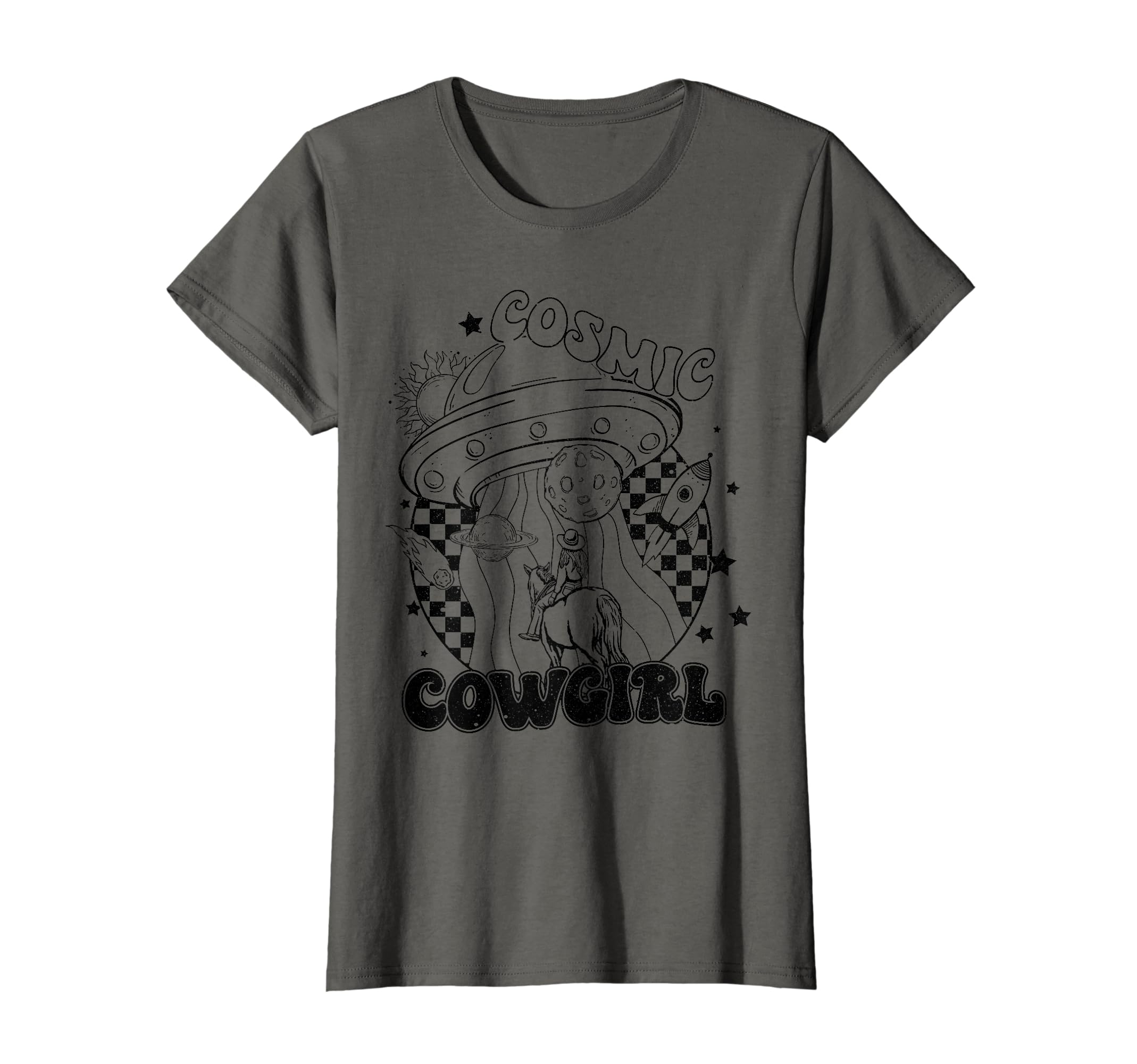 Ufo Cowgirls Western Cosmos Rancher T-Shirt - Streetwear Style for Adults - T-Shirt, Sweatshirt, Hoodie