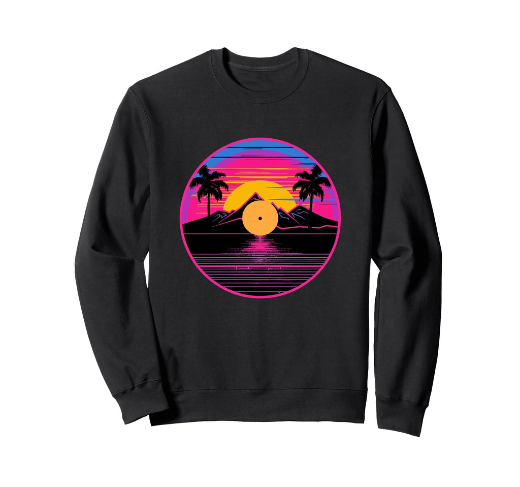 Vinyl Record Vaporwave Turntable Sweatshirt - Custom Art Print Men Women - T-Shirt, Sweatshirt, Hoodie