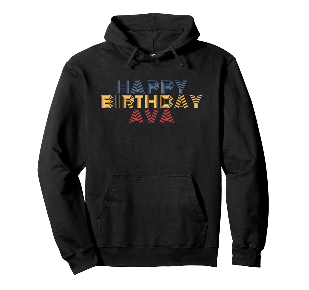 Happy Birthday Ava Personalized Name Hoodie - Minimalist Print Men Women - T-Shirt, Sweatshirt, Hoodie