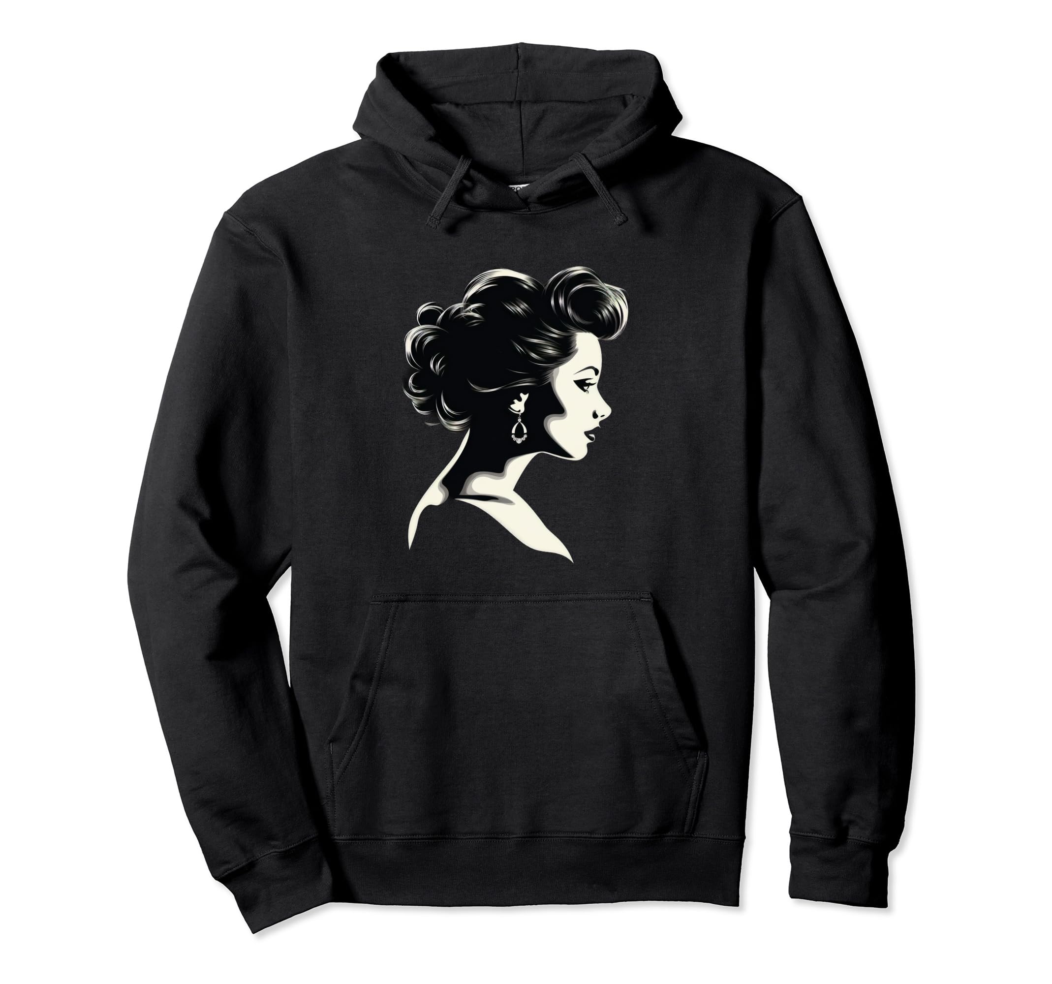 Pinup Hairstyle Silhouette Hoodie - Aesthetic Graphic Unisex - T-Shirt, Sweatshirt, Hoodie