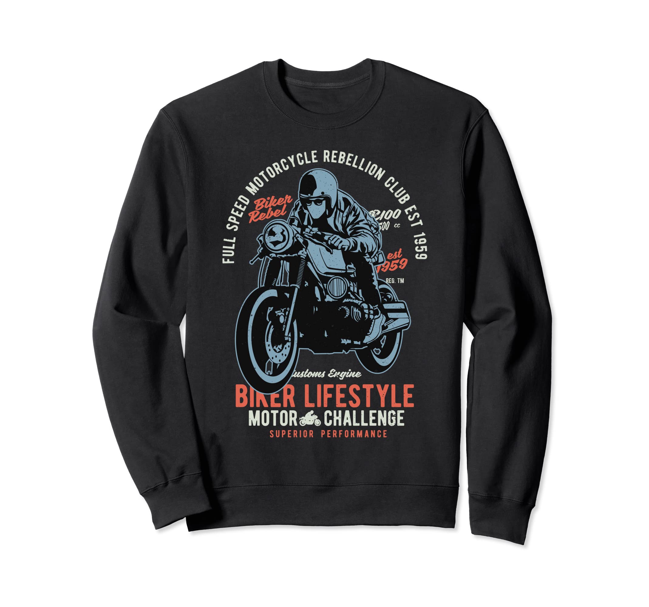 1959 Biker Lifestyle Motorcycle Sweatshirt - Aesthetic Graphic Men Women - T-Shirt, Sweatshirt, Hoodie