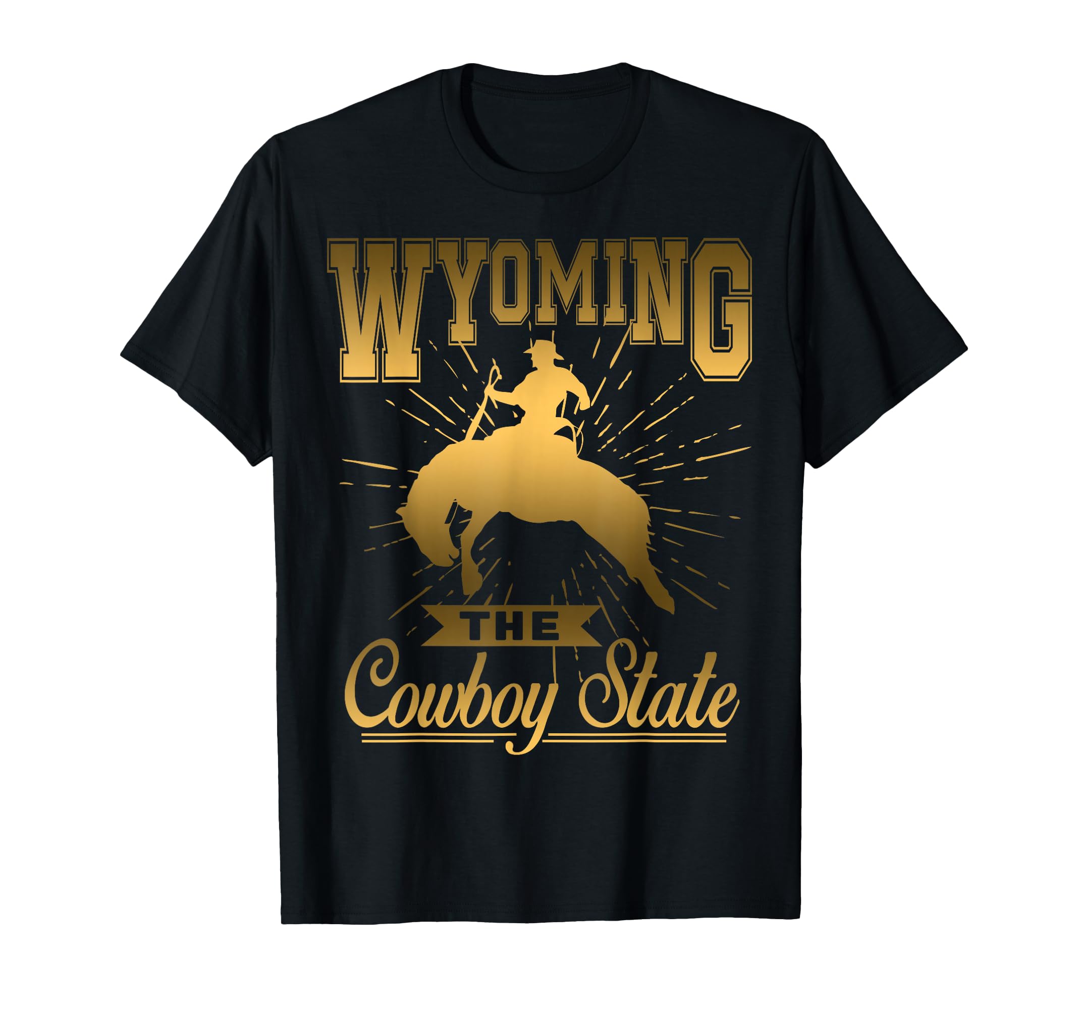 Metallic Gold Wyoming Cowboy State T-Shirt - Aesthetic Graphic for Adults - T-Shirt, Sweatshirt, Hoodie