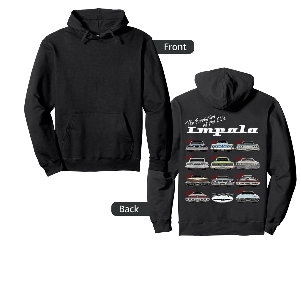 Evolution 60S Impala 1960 Hot Rod Muscle Car Hoodie - Graphic Print Unisex - T-Shirt, Sweatshirt, Hoodie