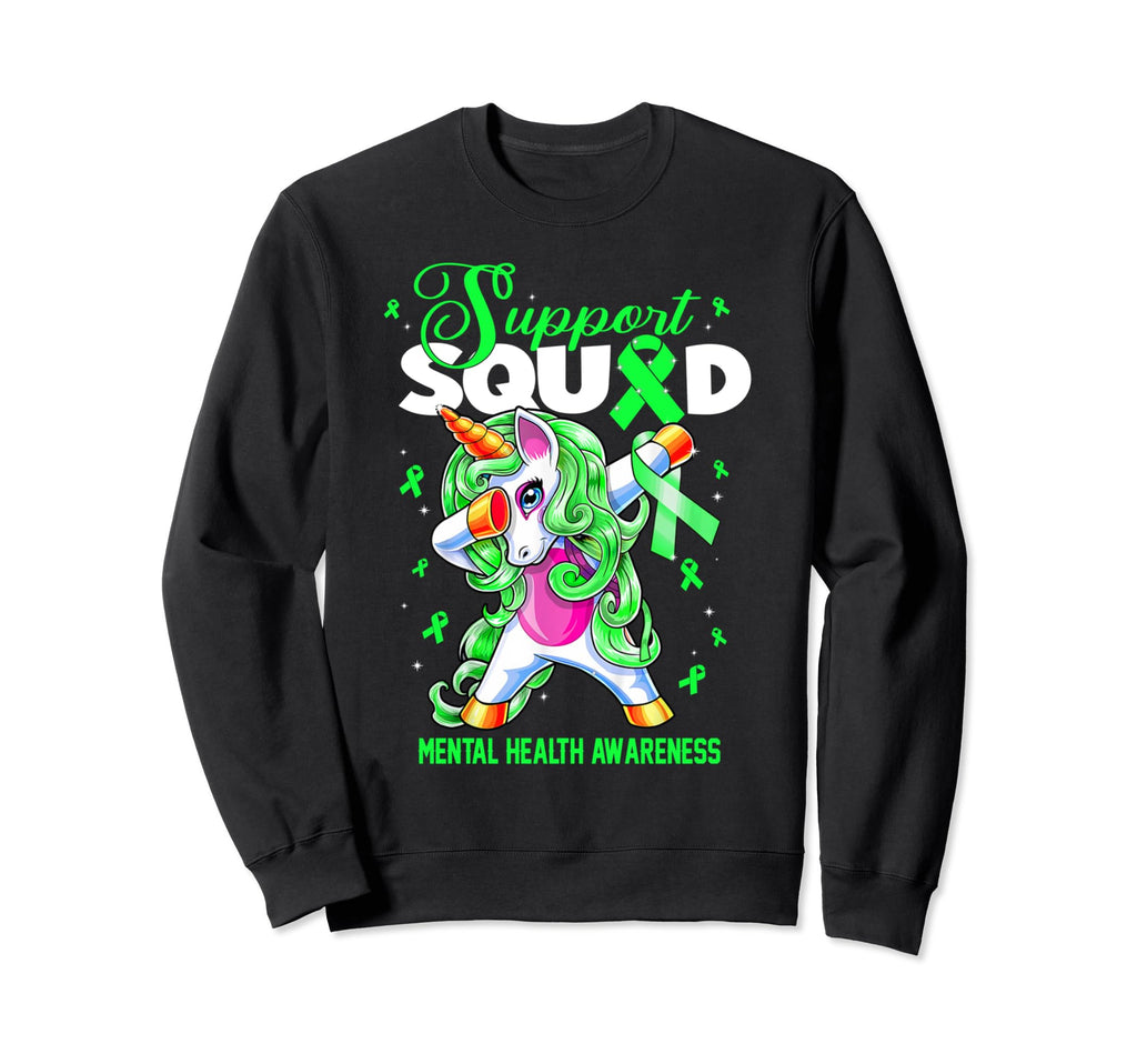 Unicorn Support Squad Mental Health Sweatshirt - Unique Graphic Unisex - T-Shirt, Sweatshirt, Hoodie