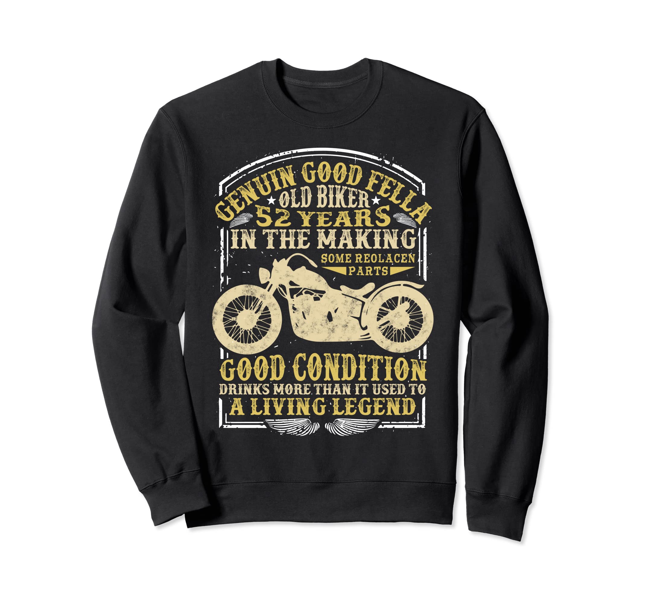 52 Years Old Biker Birthday Sweatshirt - Unique Graphic for Adults - T-Shirt, Sweatshirt, Hoodie