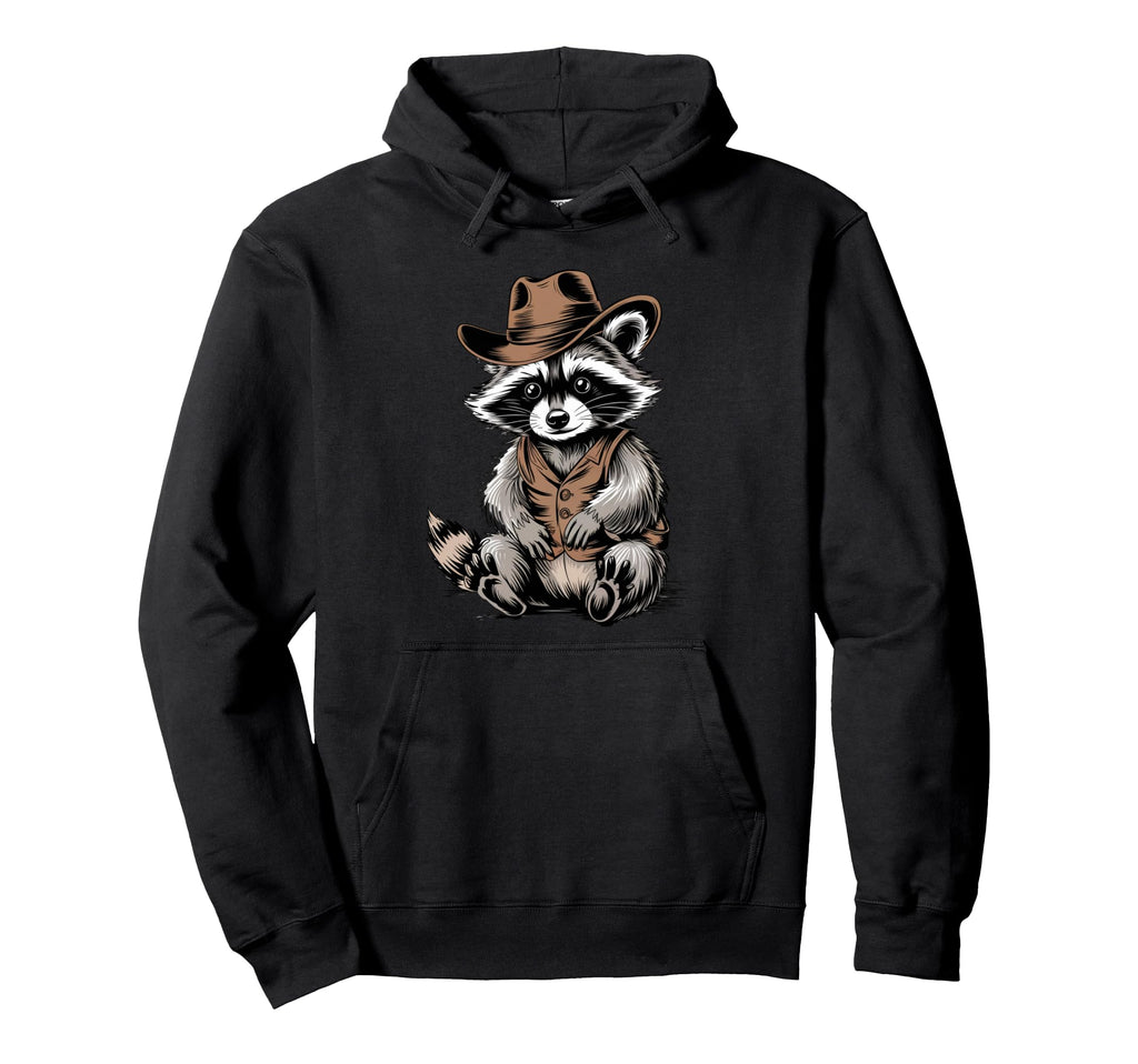 Cowboy Raccoon Cowgirl Western Country Hoodie - Unique Graphic Men Women - T-Shirt, Sweatshirt, Hoodie