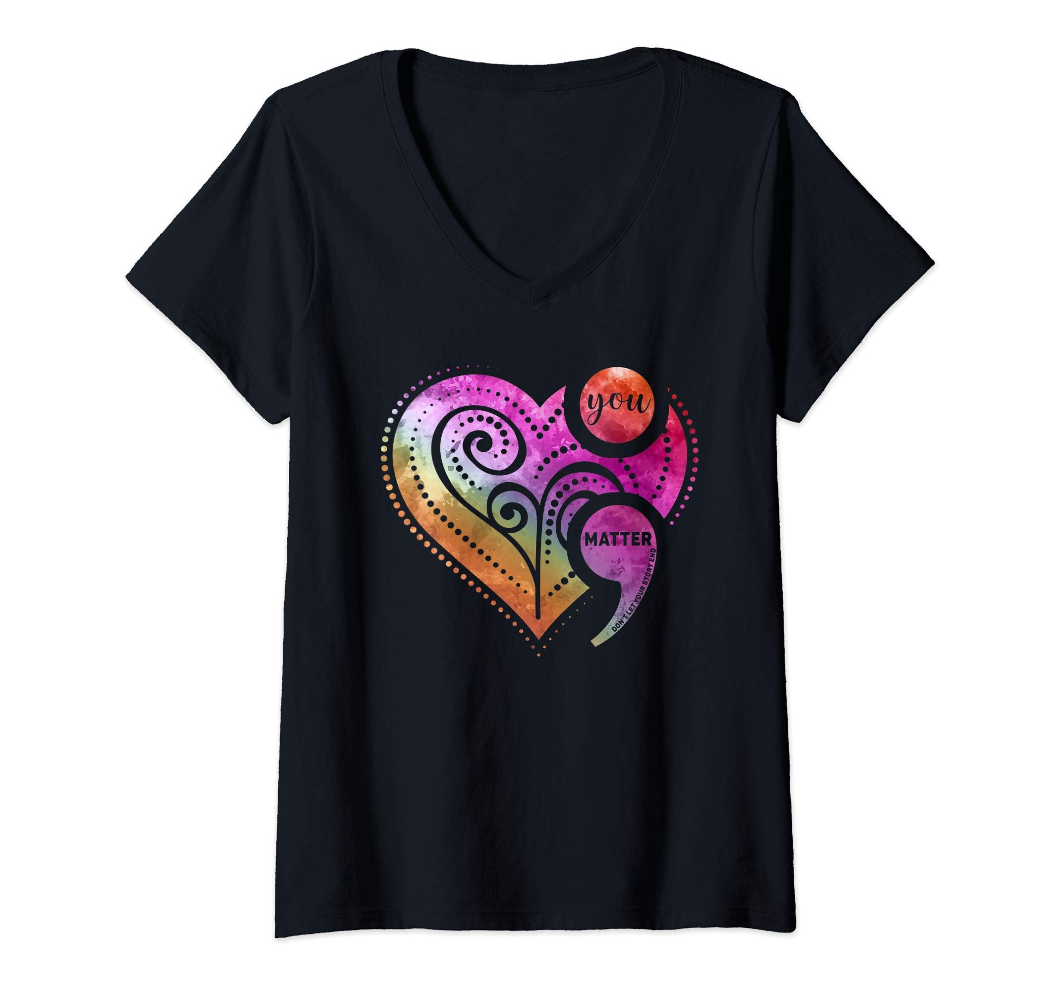 Womens You Matter Semicolon Heart T-Shirt - Aesthetic Graphic for Adults - T-Shirt, Sweatshirt, Hoodie