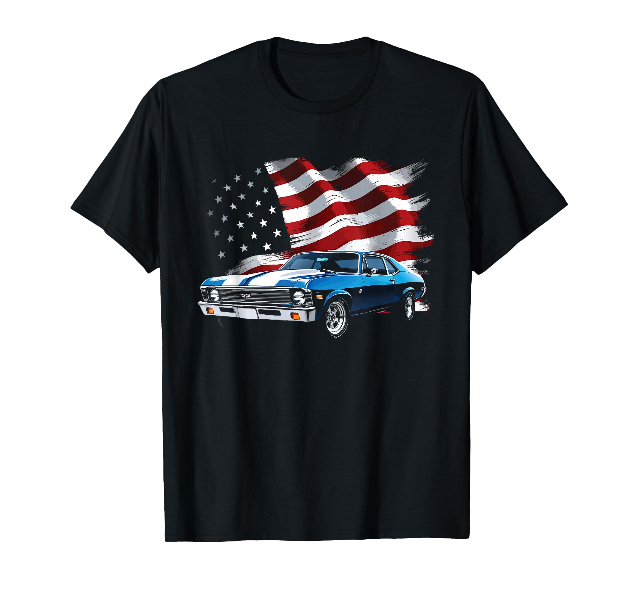 Patriotic Old School 1969 Nova Ss T-Shirt - Aesthetic Graphic for Adults - T-Shirt, Sweatshirt, Hoodie