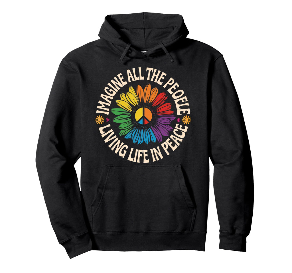 Peace Flower Imagine All People Boho Hoodie - Novelty Apparel Men Women - T-Shirt, Sweatshirt, Hoodie