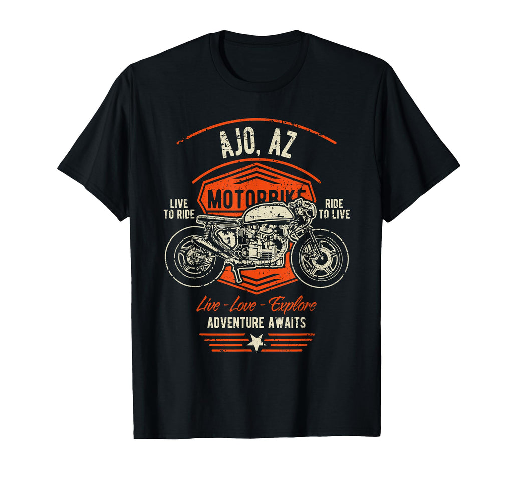 Ajo Az Usa Distressed Motorcycle T-Shirt - Aesthetic Graphic Men Women - T-Shirt, Sweatshirt, Hoodie