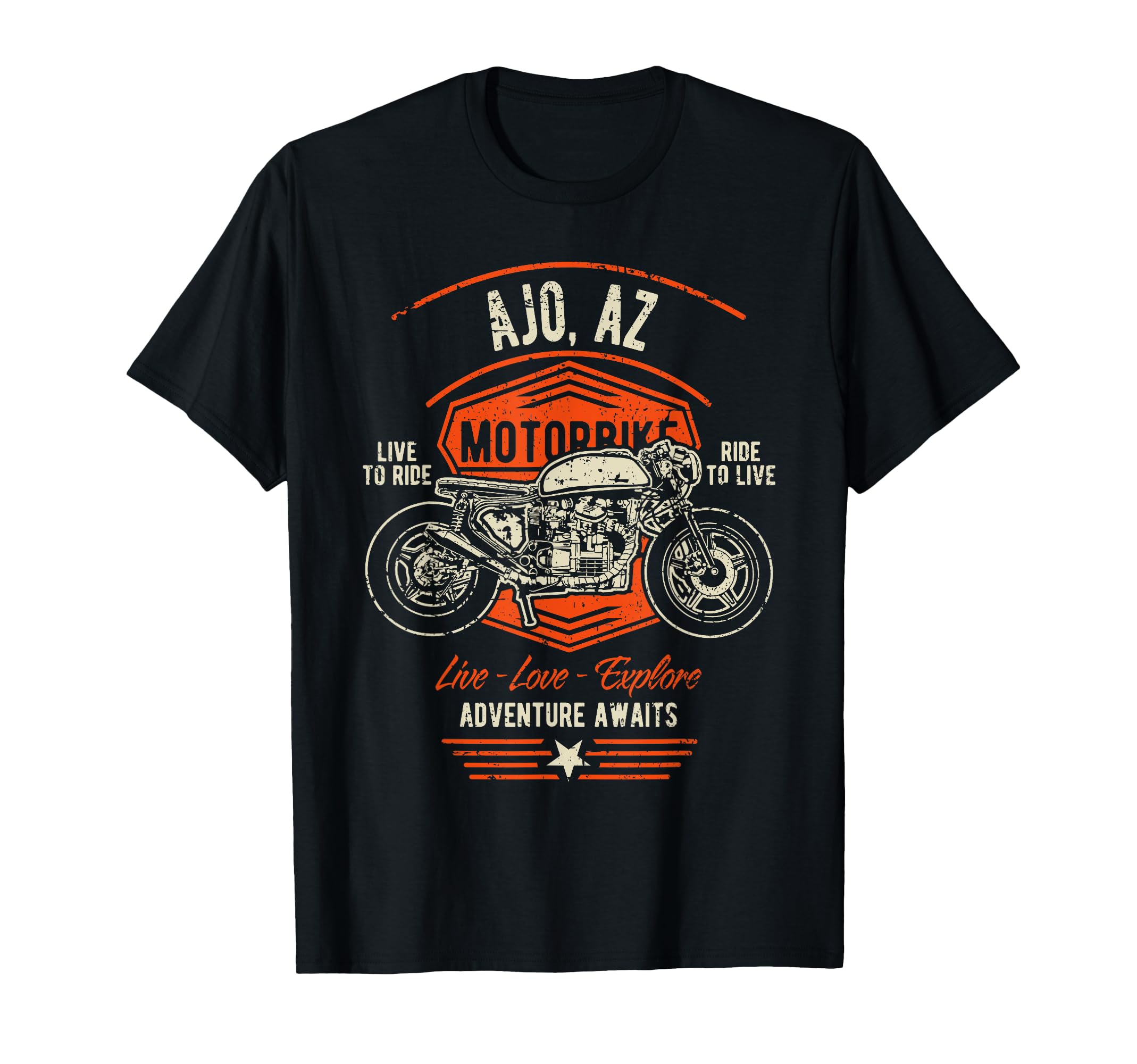 Ajo Az Usa Distressed Motorcycle T-Shirt - Aesthetic Graphic Men Women - T-Shirt, Sweatshirt, Hoodie