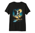 Border Collie Howling To Moon Meme T-Shirt - Aesthetic Graphic Men Women - T-Shirt, Sweatshirt, Hoodie