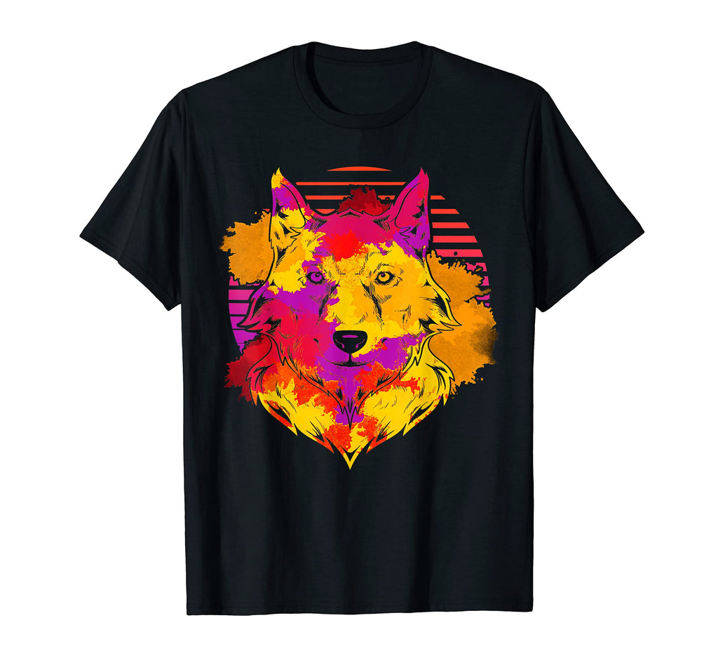 Predator Animal Synthwave Wolf 90S T-Shirt - Fun Novelty Design for Adults - T-Shirt, Sweatshirt, Hoodie