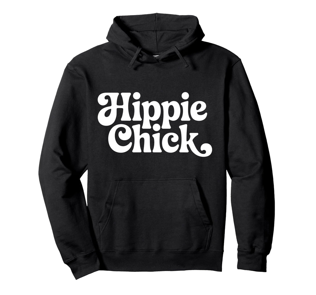 Hippie Chick Groovy Typography Boho Vibes Hoodie - Unique Graphic Men Women - T-Shirt, Sweatshirt, Hoodie