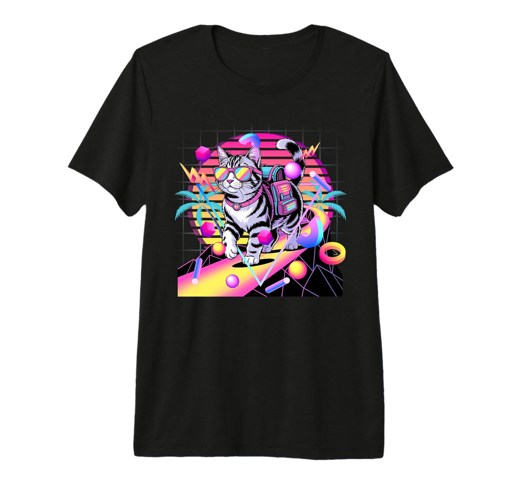 Cat Synthwave 80S Aesthetic Sunglasses T-Shirt - Trendy Graphic for Adults - T-Shirt, Sweatshirt, Hoodie