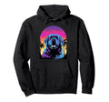 Tibetan Mastiff 80S Synthwave Sunset Hoodie - Novelty Apparel for Adults - T-Shirt, Sweatshirt, Hoodie