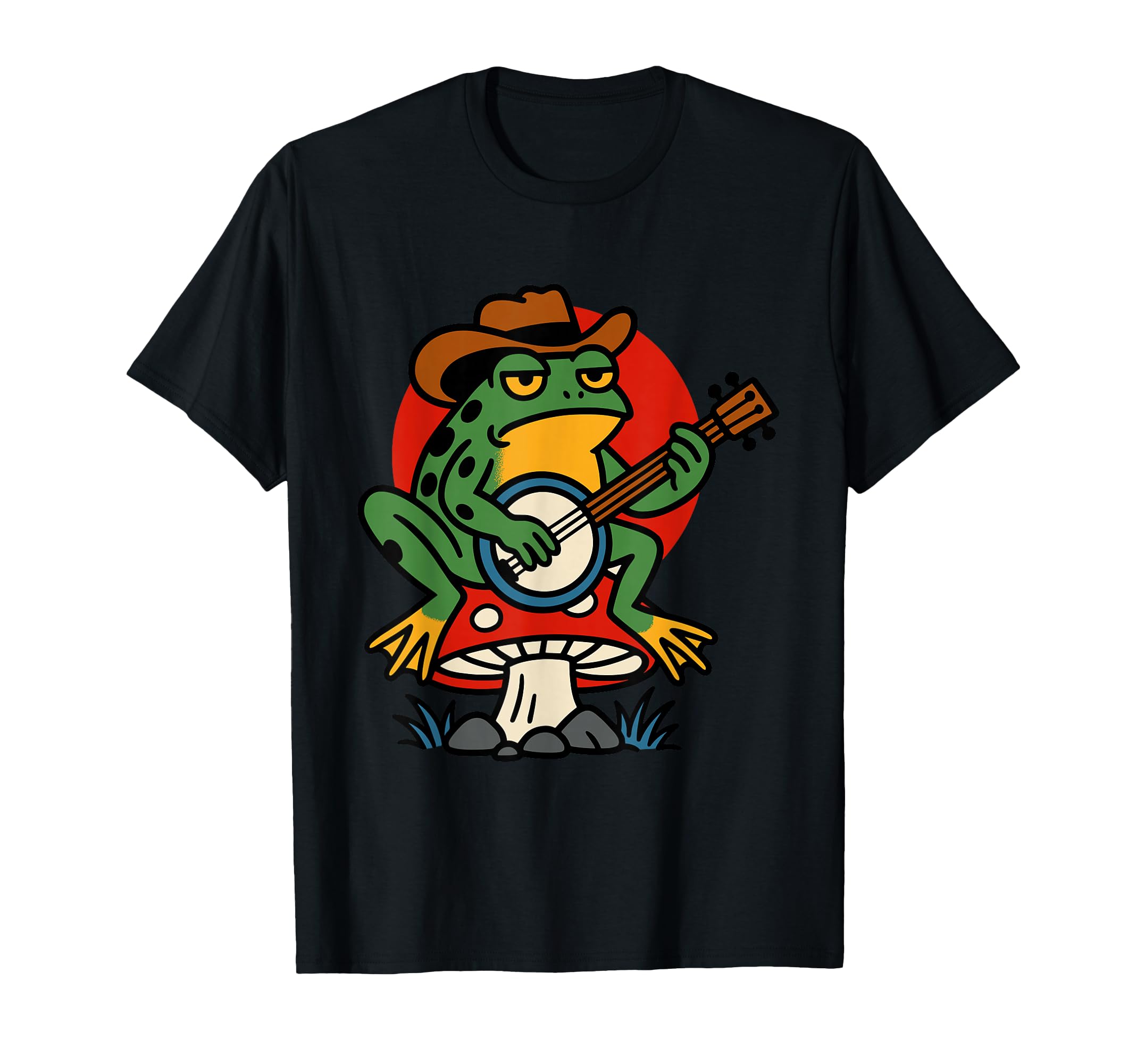 Frog Banjo Tattoo Flash American T-Shirt - Minimalist Print for Adults - T-Shirt, Sweatshirt, Hoodie