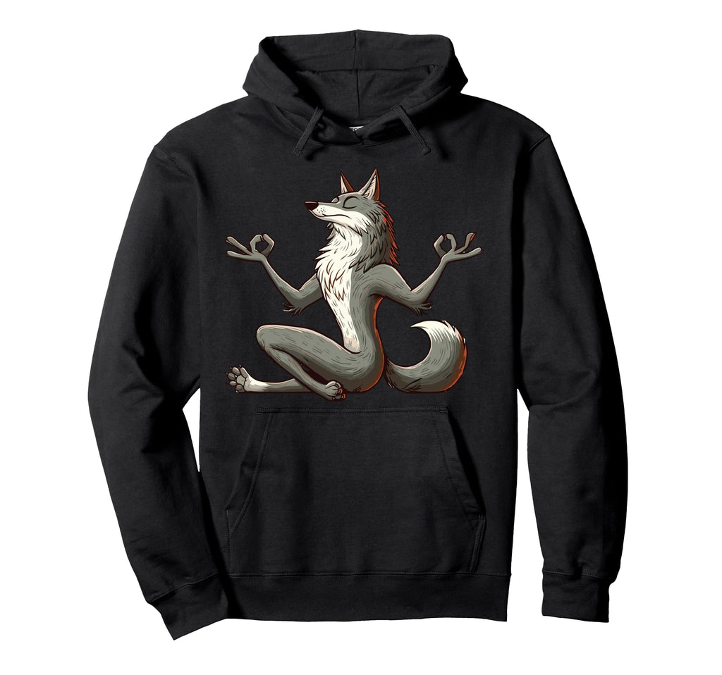 Meditation Wolf Yoga Pose Relaxing Animal Hoodie - Streetwear Style Unisex - T-Shirt, Sweatshirt, Hoodie