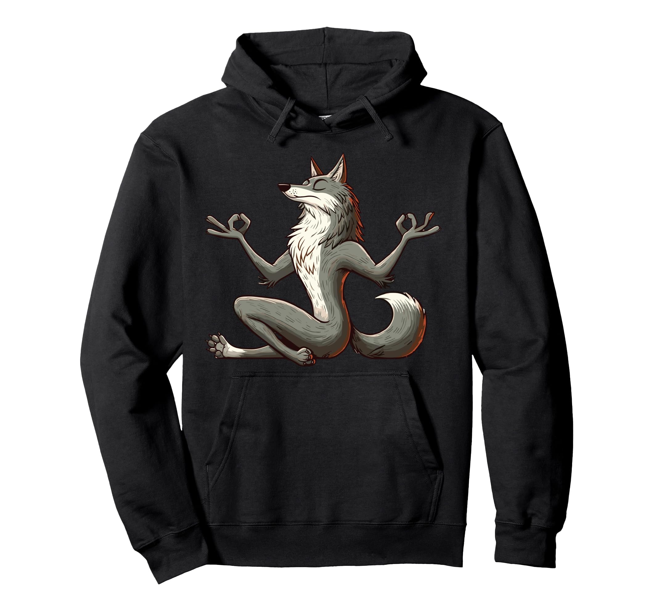 Meditation Wolf Yoga Pose Relaxing Animal Hoodie - Streetwear Style Unisex - T-Shirt, Sweatshirt, Hoodie