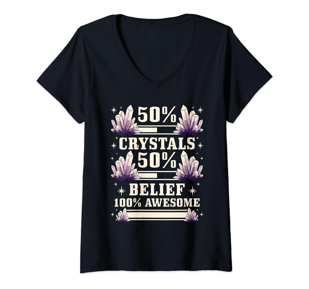 Womens Healing 50 Crystals 50 Belief 100 T-Shirt - Trendy Graphic Unisex - T-Shirt, Sweatshirt, Hoodie