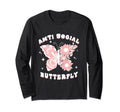 Anti Social Butterfly Womens T-Shirt - Fun Novelty Design Men Women - T-Shirt, Sweatshirt, Hoodie