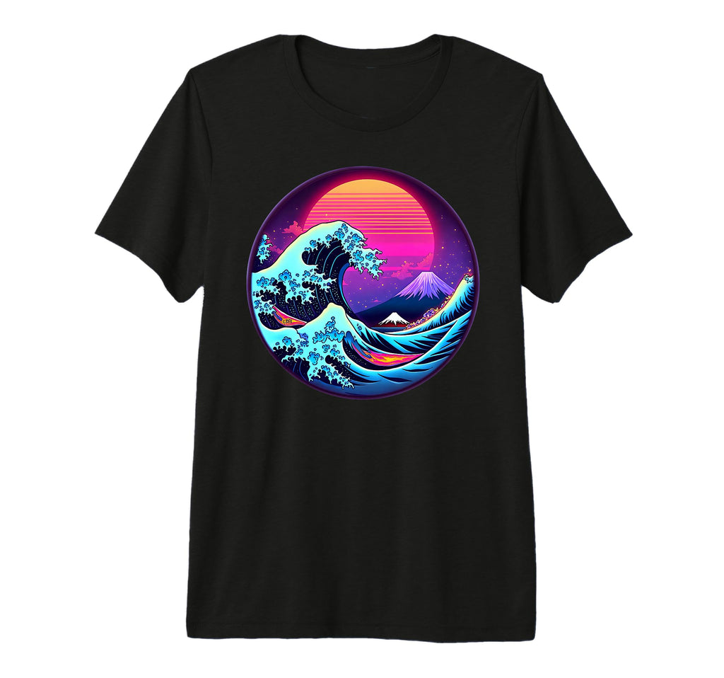 90S Vaporwave Aesthetic Great Wave T-Shirt - Fun Novelty Design for Adults - T-Shirt, Sweatshirt, Hoodie