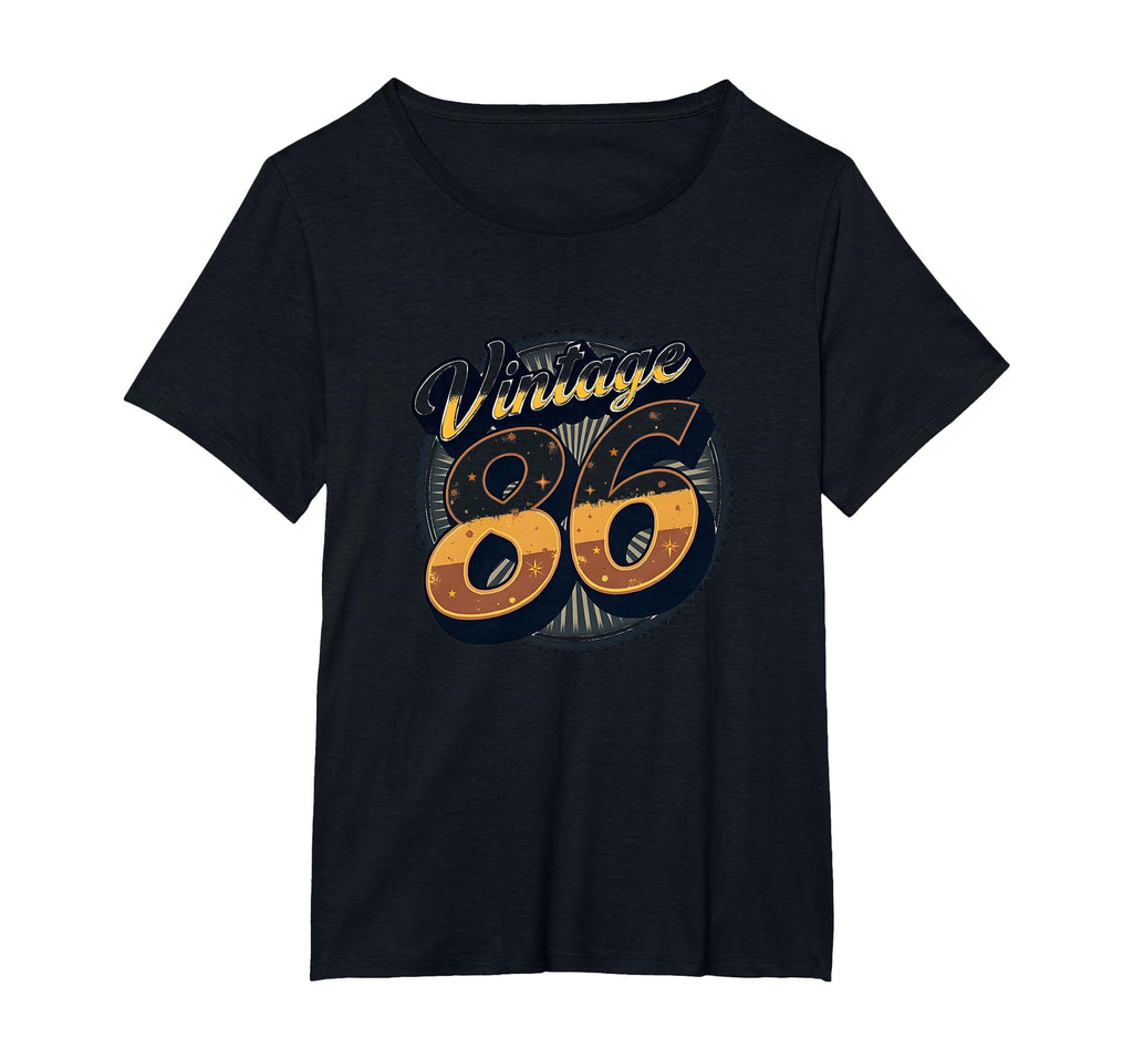 86 Birthday Gift Art Womens Plus Black T-Shirt - Graphic Print Unisex - T-Shirt, Sweatshirt, Hoodie