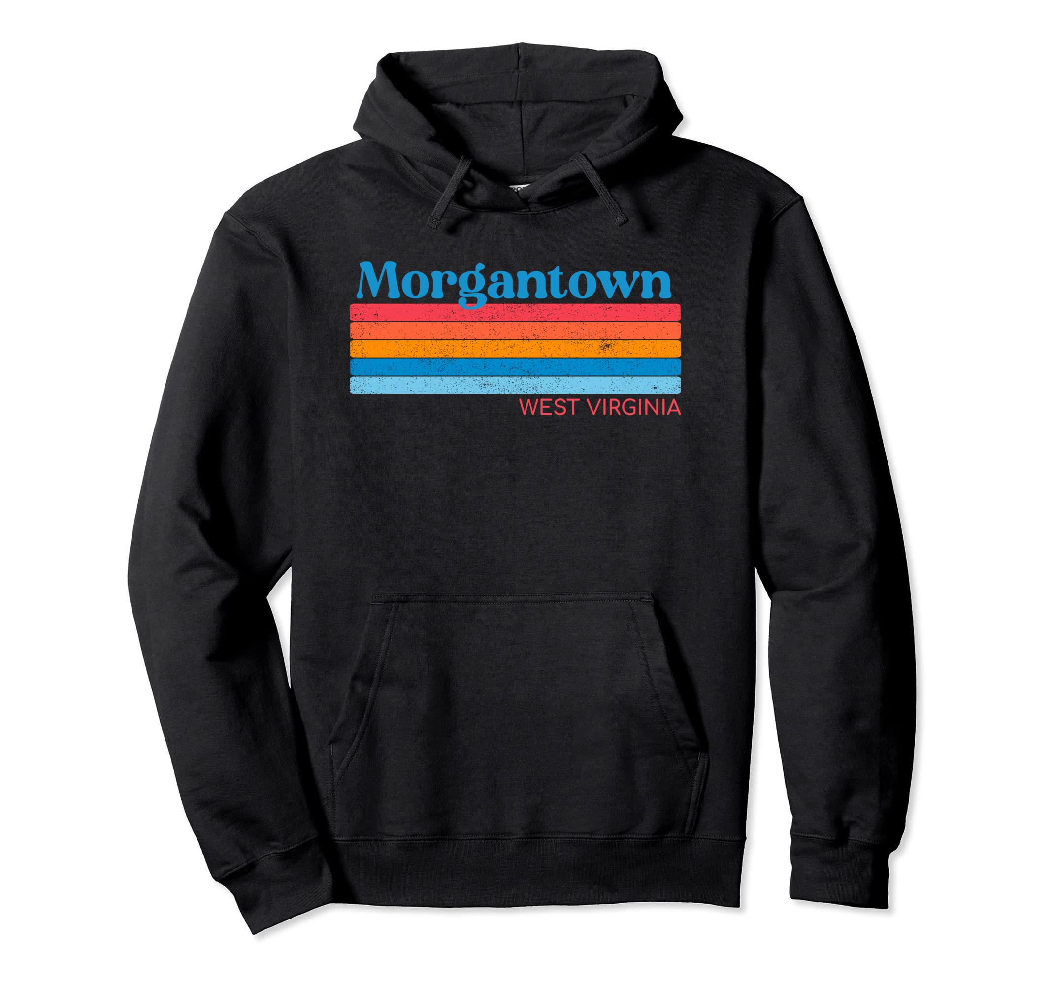 70S Color Morgantown West Virginia Hoodie - Fun Novelty Design for Adults - T-Shirt, Sweatshirt, Hoodie