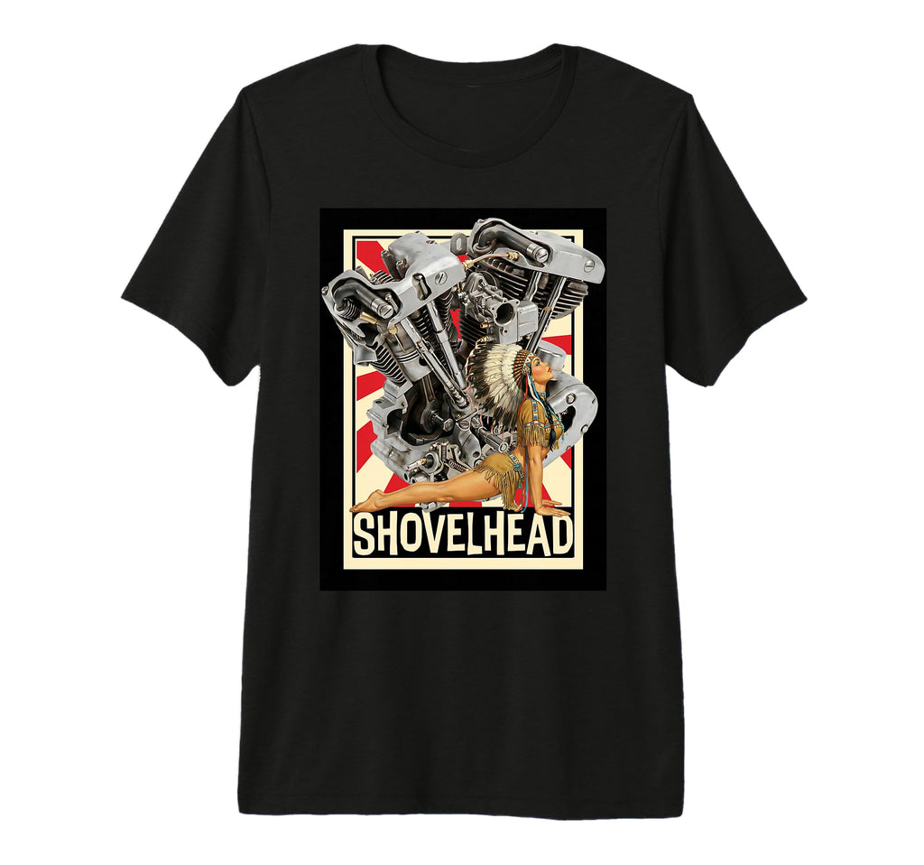 Shovelhead Engine Pinup Motorcycle T-Shirt - Fun Novelty Design for Adults - T-Shirt, Sweatshirt, Hoodie