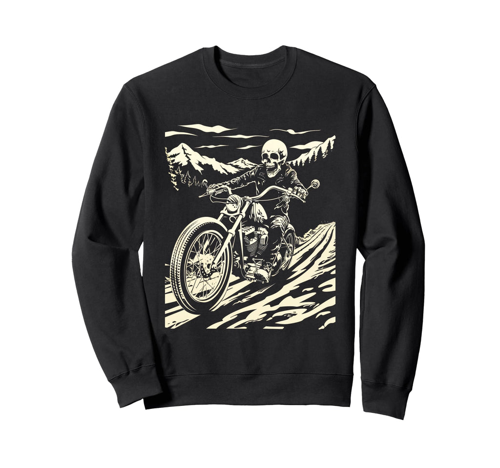 Skeleton Motorcycle Skeleton Rider Sweatshirt - Unique Graphic for Adults - T-Shirt, Sweatshirt, Hoodie