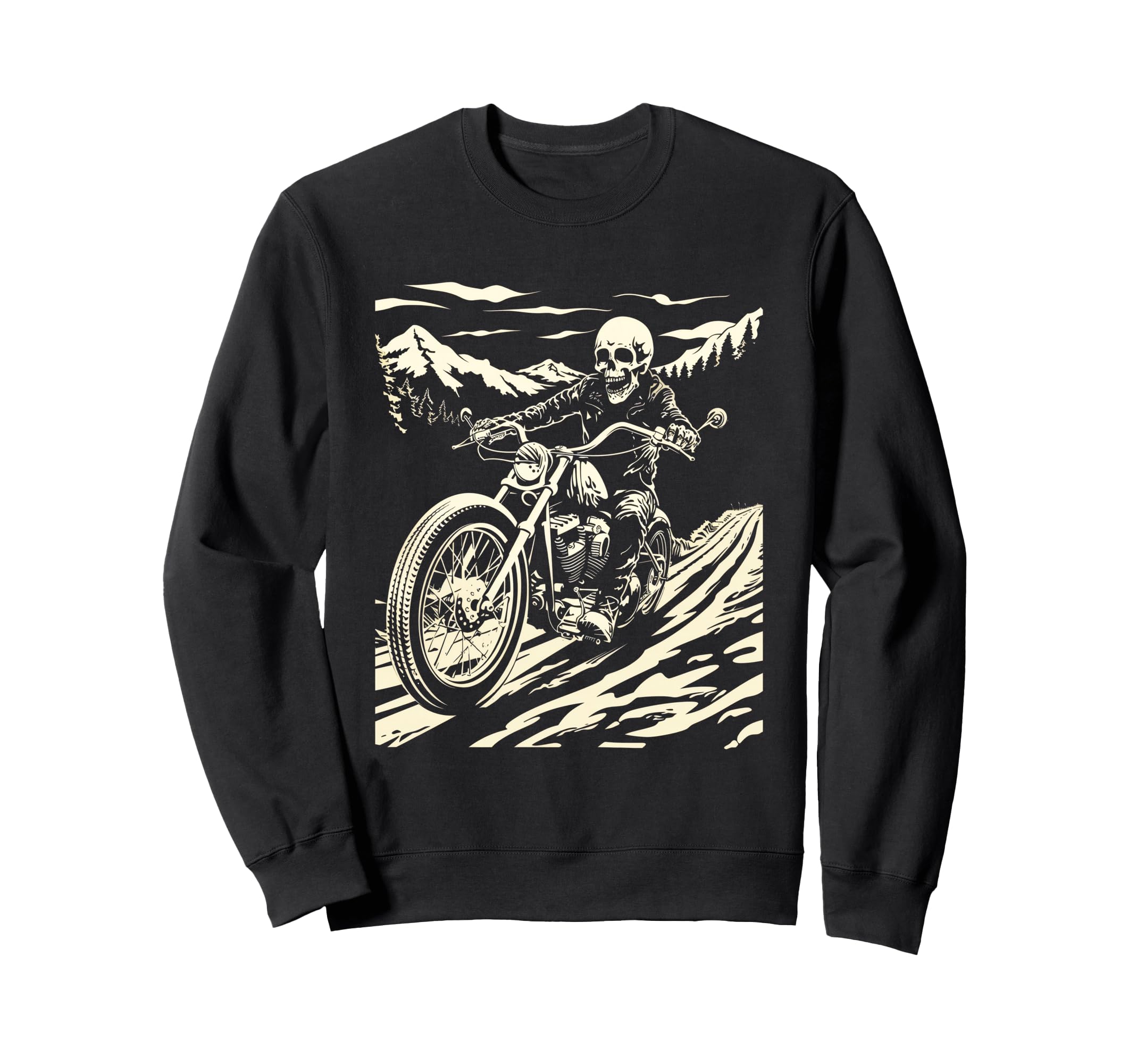 Skeleton Motorcycle Skeleton Rider Sweatshirt - Unique Graphic for Adults - T-Shirt, Sweatshirt, Hoodie