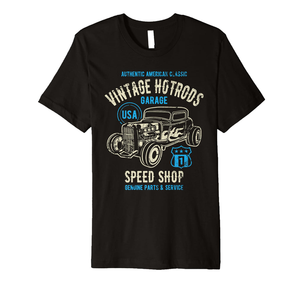 Speed Shop Hotrod Car Distressed T-Shirt - Graphic Print Men Women - T-Shirt, Sweatshirt, Hoodie