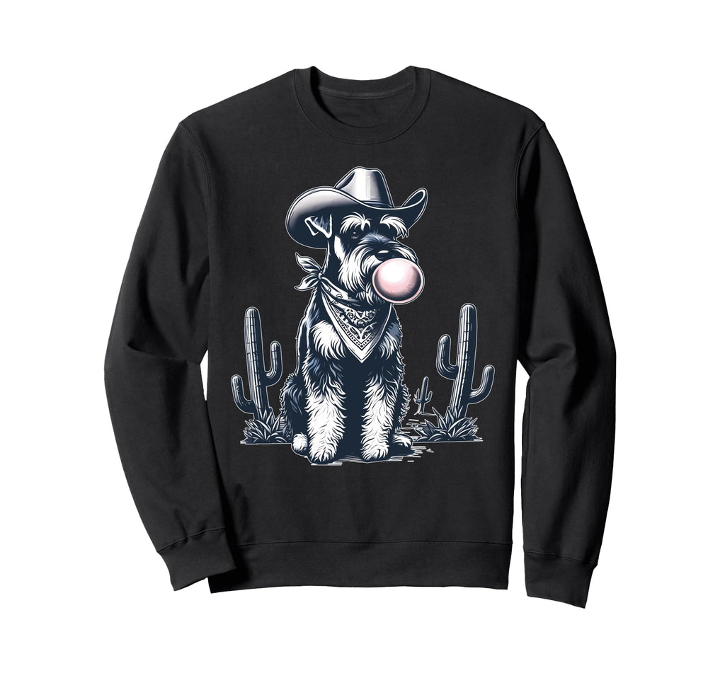Schnauzer Blowing Bubble Cowboy Ufo Sweatshirt - Unique Graphic for Adults - T-Shirt, Sweatshirt, Hoodie