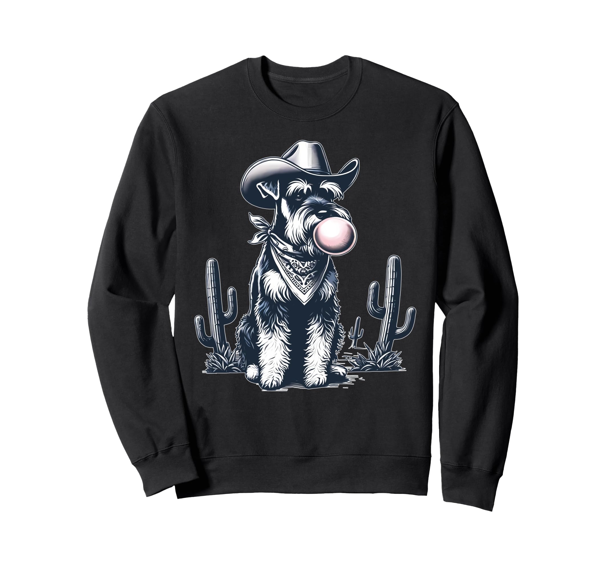 Schnauzer Blowing Bubble Cowboy Ufo Sweatshirt - Unique Graphic for Adults - T-Shirt, Sweatshirt, Hoodie