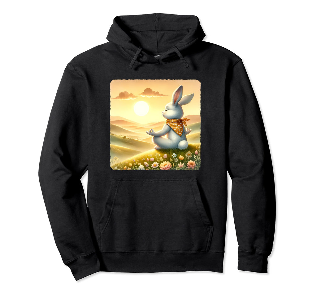 Rabbit Practicing Meditation Atop Hoodie - Casual Everyday Wear for Adults - T-Shirt, Sweatshirt, Hoodie