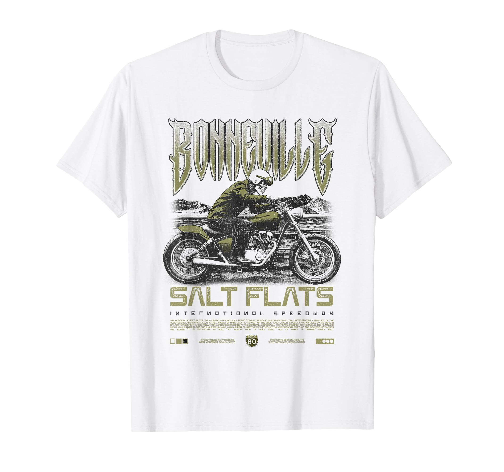 Bonneville Salt Flats Motorcycle T-Shirt - Fun Novelty Design Unisex - T-Shirt, Sweatshirt, Hoodie