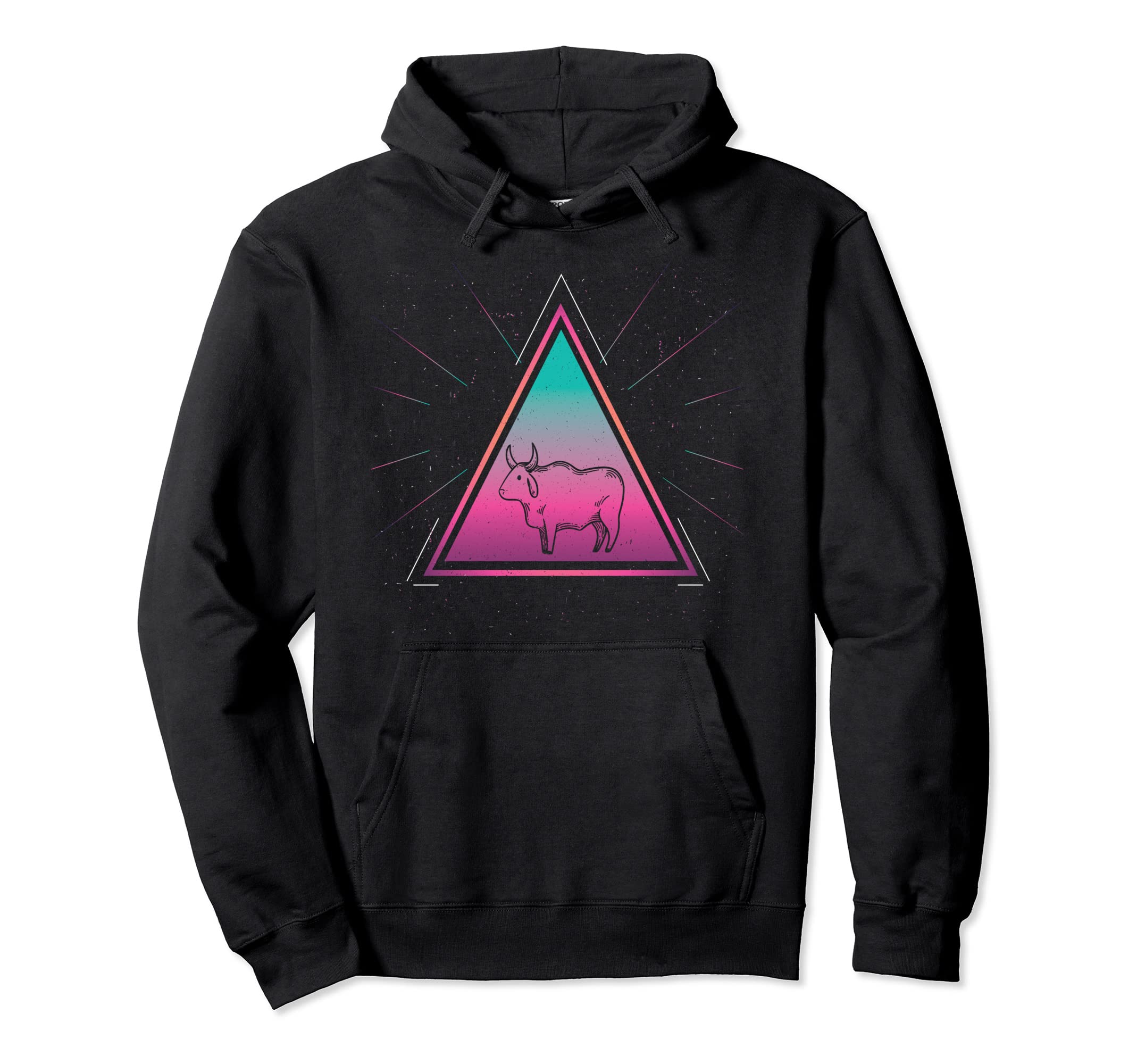 Colorful Zebu Geometrical Triangle Hoodie - Unique Graphic Men Women - T-Shirt, Sweatshirt, Hoodie
