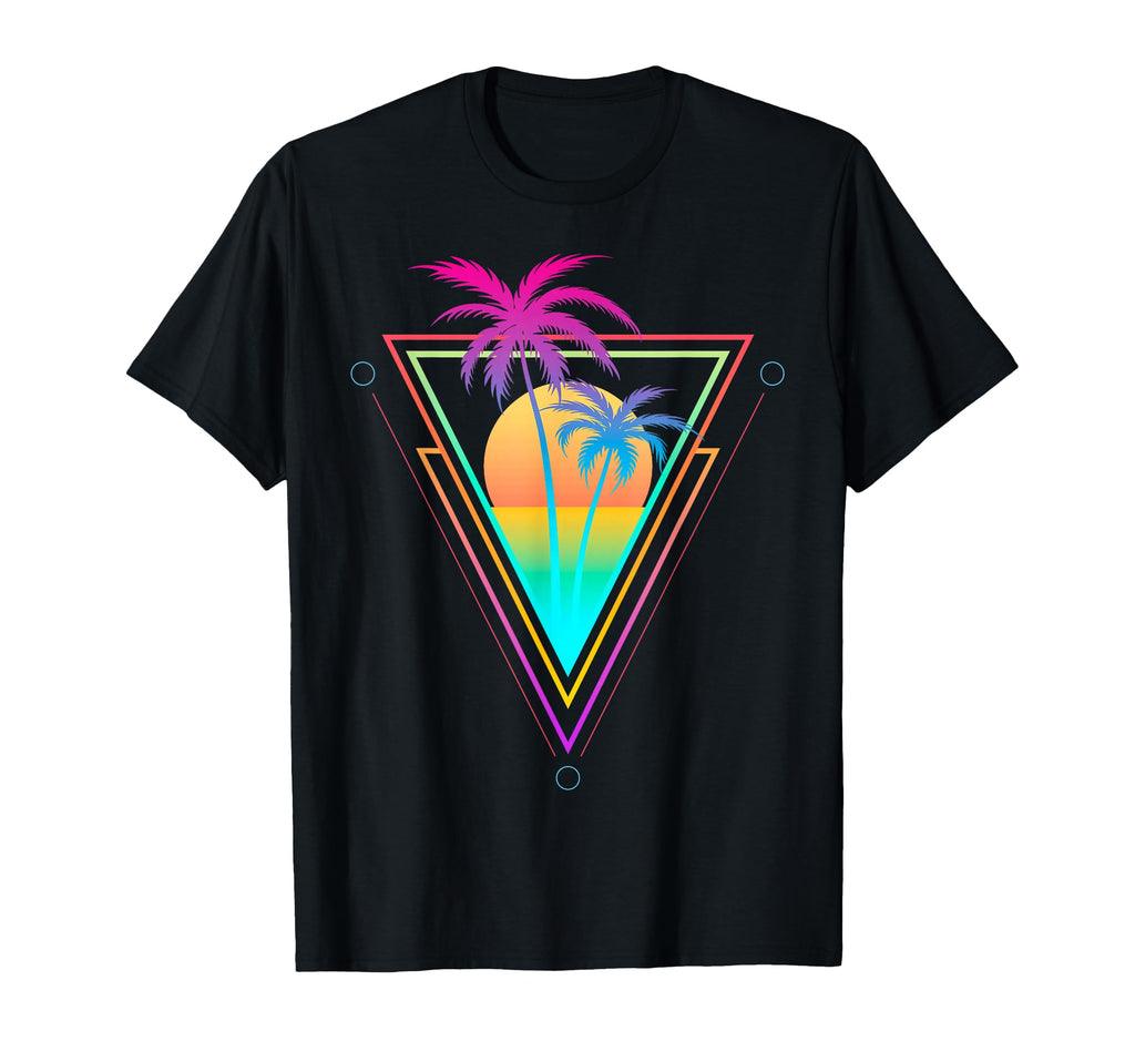 1980S 1990S Vaporwave Palm Trees Sunset T-Shirt - Unique Graphic Men Women - T-Shirt, Sweatshirt, Hoodie