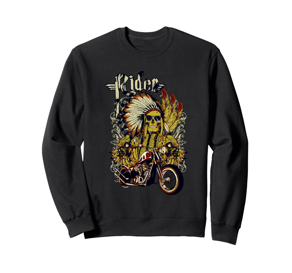 Skull Rider Biker Motorcycle Sweatshirt - Aesthetic Graphic for Adults - T-Shirt, Sweatshirt, Hoodie