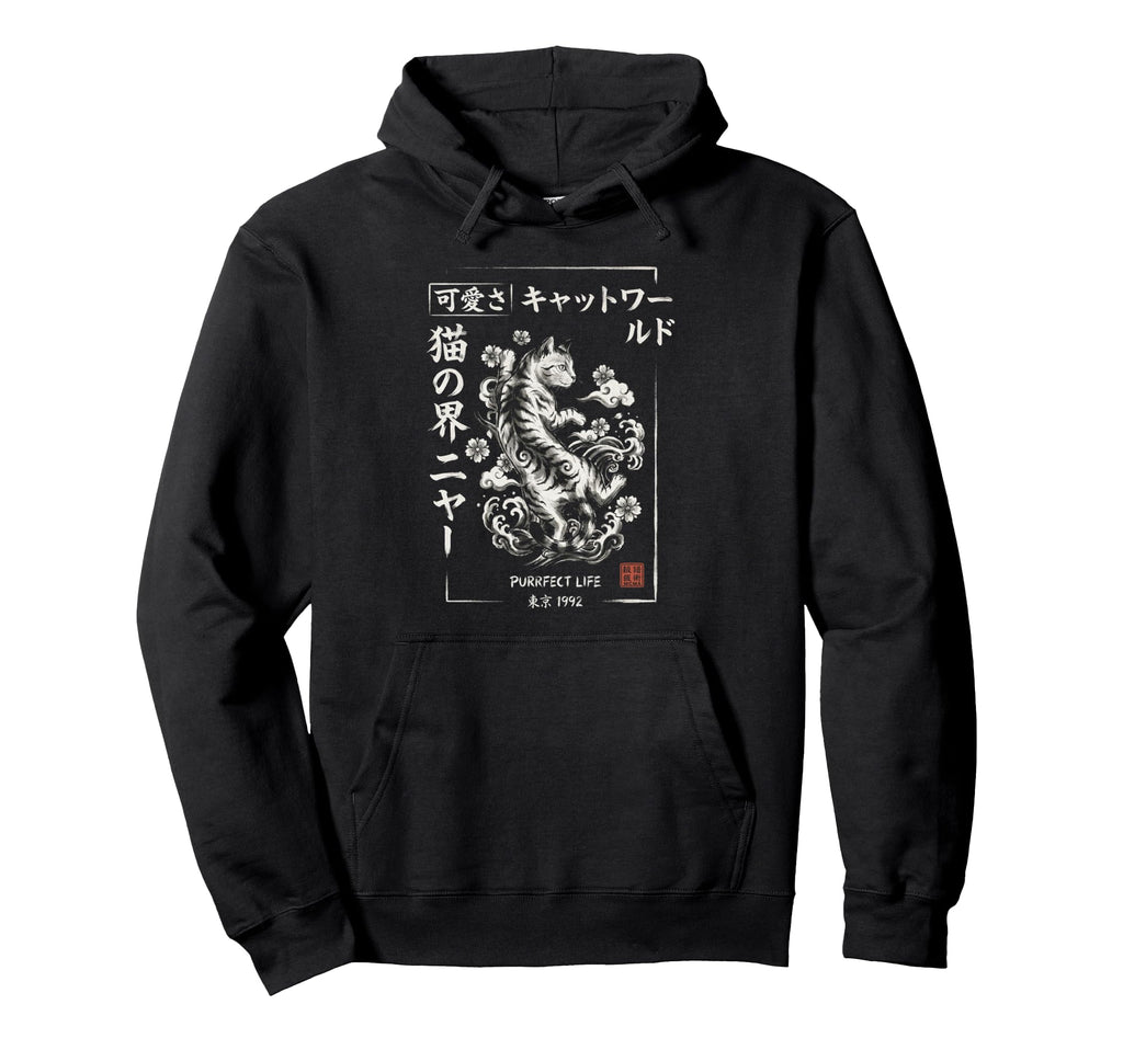 Japanese Streetwear Cat Tokyo 1992 Hoodie - Fun Novelty Design Unisex - T-Shirt, Sweatshirt, Hoodie