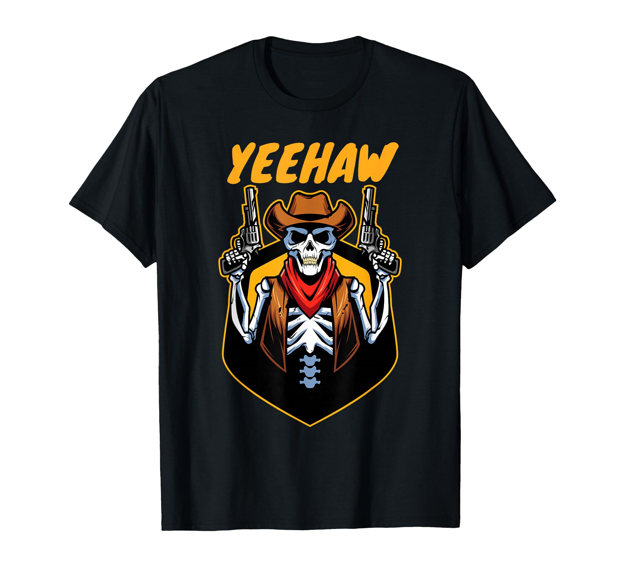 Yeehaw Cowboy Skeleton Hat Funny T-Shirt - Minimalist Print Men Women - T-Shirt, Sweatshirt, Hoodie