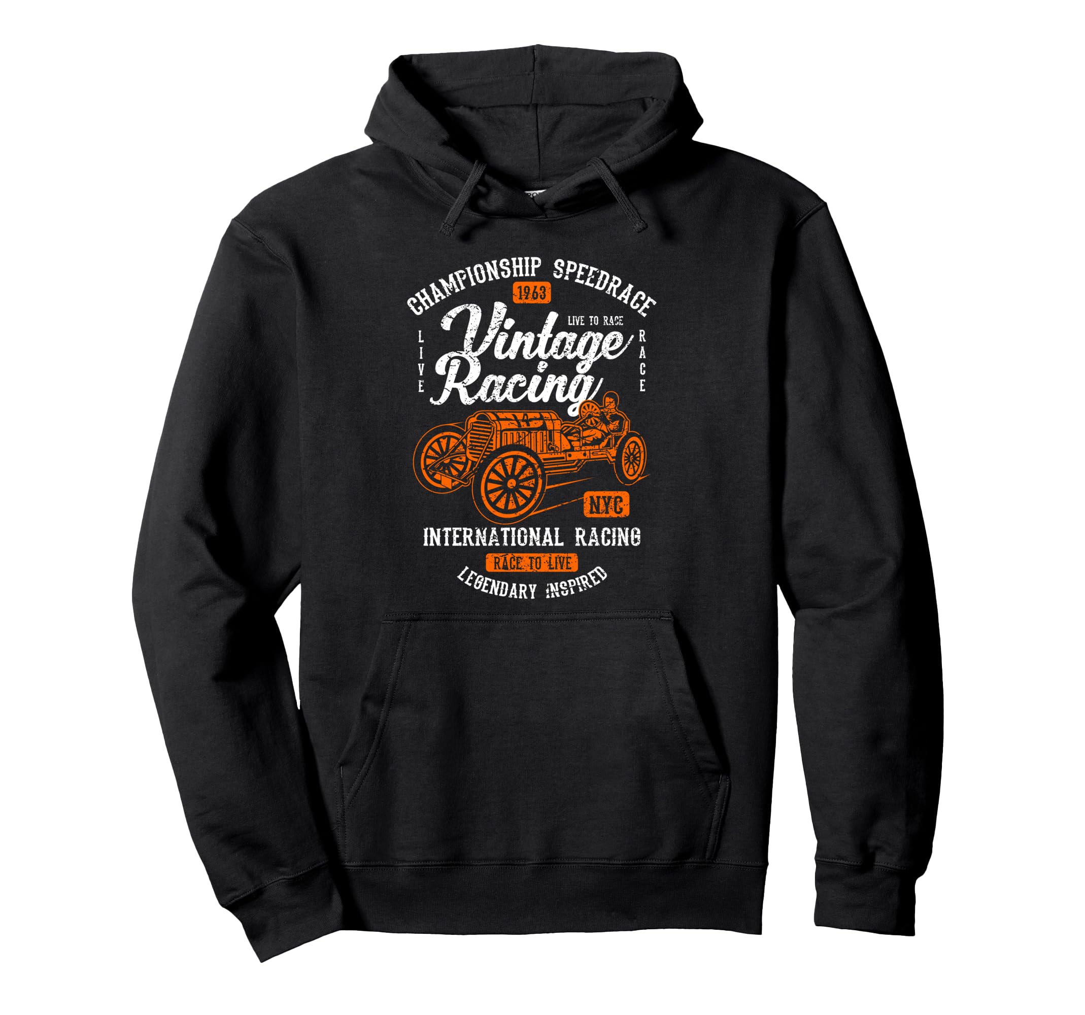 Racing Automotive Nostalgia Distressed Hoodie - Fun Novelty Design Unisex - T-Shirt, Sweatshirt, Hoodie